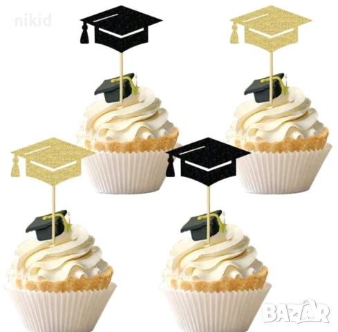 абитуриентска шапка тога завършване бал топер топери за мъфини украса декор, снимка 5 - Други - 33466894