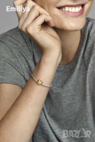 PANDORA сръбрна гривна със злато, снимка 3 - Гривни - 53928361