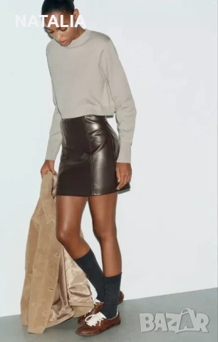 Кожена пола zara