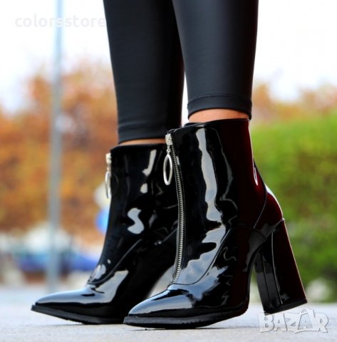 Боти на ток - черен лак - 125-30, снимка 2 - Дамски боти - 35256695