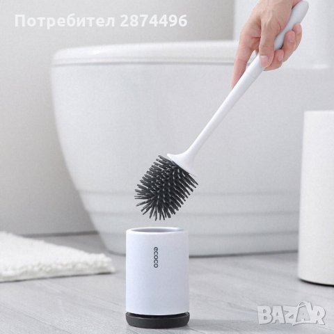 2966 Силиконова четка с поставка за тоалетна чиния - за стена и за под, снимка 3 - Други стоки за дома - 35356536