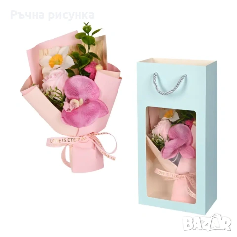 Готови букети със сапунени рози ,цена 10лв/5.11евро,изпращам веднага!, снимка 4 - Декорация за дома - 48738756
