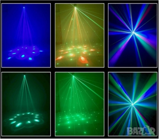 Преносими LED сценични светлини с движеща се глава и управление (6x12W + лазер), снимка 3 - Друга електроника - 52137266