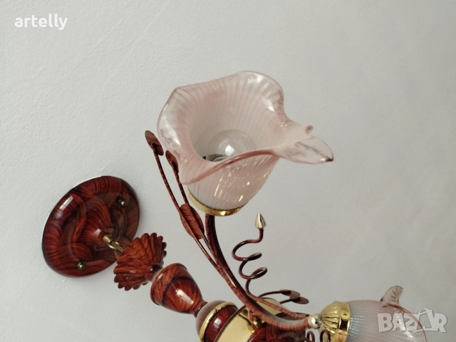 Античен полилей с 3 осветителни тела, снимка 5 - Лампи за таван - 52445726