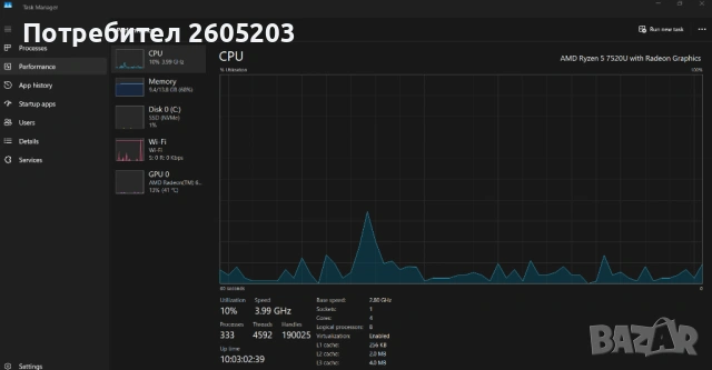 Като нов, в гаранция - Lenovo V15 G4 (16GB DDR5, Ryzen 5, 512GB NVMe), снимка 8 - Лаптопи за игри - 53182504