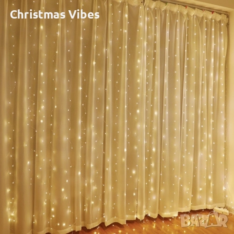 Коледни лампички с 300Led лампи 3 метра на 3 метра ,коледна завеса с дистанционно, снимка 13 - Декорация за дома - 52095220