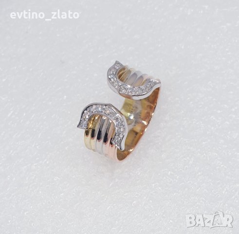 Златни  пръстени с диаманти и сапфири -750/18К, снимка 12 - Пръстени - 42881891