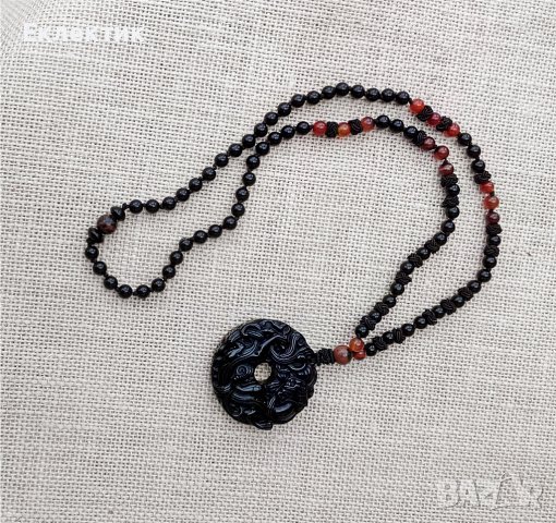 Амулети от естествен обсидиан с гердани, снимка 7 - Колиета, медальони, синджири - 38903566