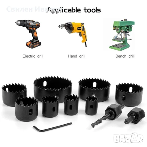Комплект триони за дупки за дърво, гиспокартон 16 части от 19 mm до 127 mm, снимка 8 - Куфари с инструменти - 51409046