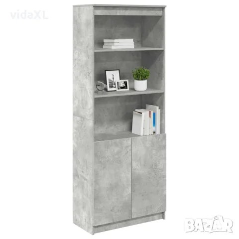 vidaXL Висок шкаф, бетонно сив, 70x35x180 см, инженерно дърво, снимка 4 - Бюфети - 56147032