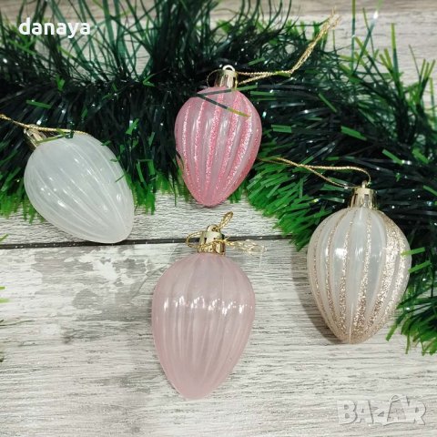 4246 Комплект цветни коледни играчки за елха, 6 броя, снимка 4 - Декорация за дома - 42827804