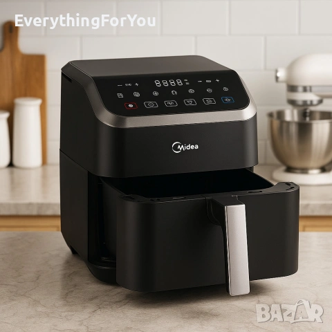 Въздушен фритюрник Midea 5L (1600W) – за здравословно готвене 🍳, снимка 2 - Фритюрници - 54143577