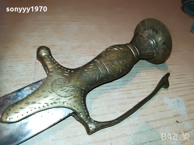 поръчан-колекционерски меч 60см-мед/месинг-внос швеицария, снимка 3 - Антикварни и старинни предмети - 29779552