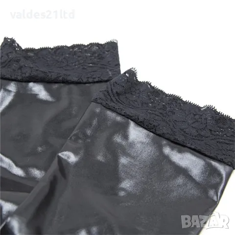 Кожени жартиерни чoрапи 7/8, снимка 2 - Дамски чорапи - 46793352