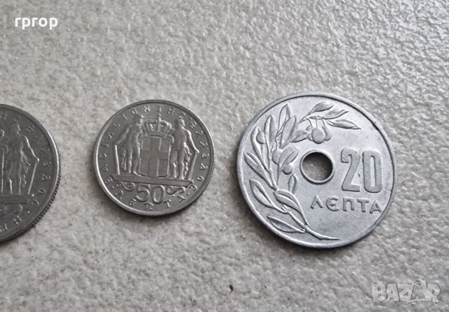  Гърция. 20,50 лепта. 1,2, 5, 10 драхми .6 бройки. По стара и рядка емисия., снимка 4 - Нумизматика и бонистика - 44549990