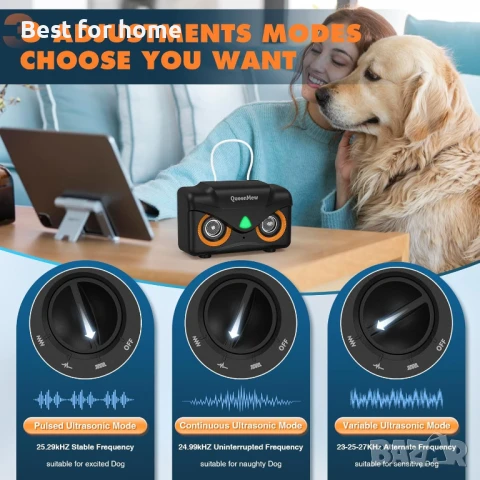 Bubbacare устройство против лай за кучета, обхват 15 м,  3 режима на ултразвуков антилай , снимка 3 - За кучета - 50641586