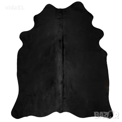 vidaXL Килим от волска кожа, черен, 150x170 см, снимка 1 - Килими - 56146529