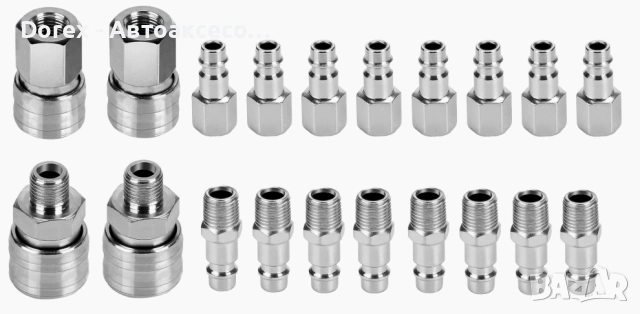 Комплект 20 части пневматични накрайници 1/4” бърза връзка, снимка 7 - Аксесоари и консумативи - 53901243