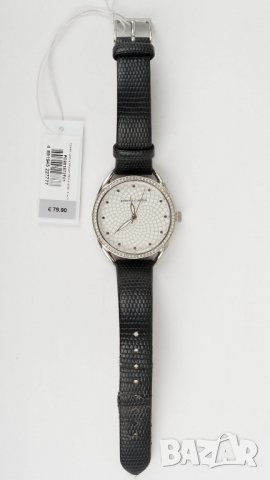Дамски черен часовник със сребрист корпус марка Pierre Cardin, снимка 3 - Дамски - 30258567