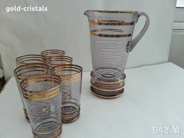 Антикварен сервиз цветно лилаво стъкло , снимка 10 - Антикварни и старинни предмети - 31027805