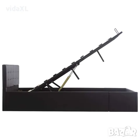 vidaXL Легло с повдигащ механизъм, черно, изкуствена кожа, 140x200 cм, снимка 6 - Спални и легла - 56146487