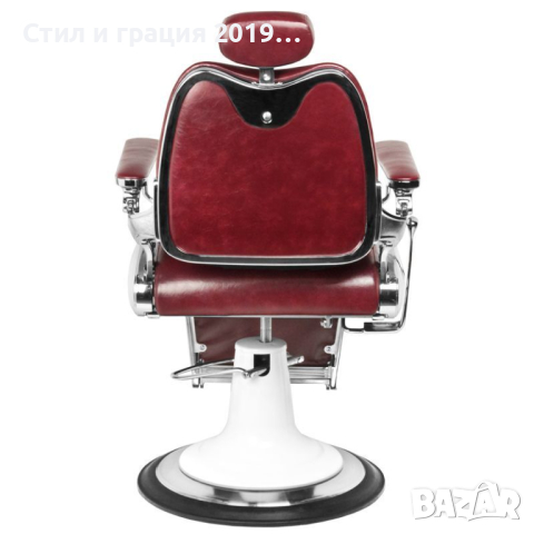 Бръснарски стол Moto Stil - бордо/черен, снимка 6 - Бръснарски столове - 44635641