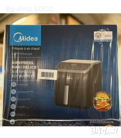 ПРОМО!! Фритюрник Midea Air Fryer 5.2L, 1600W, без мазнина, 7 програми, компактен, снимка 4 - Фритюрници - 53932389