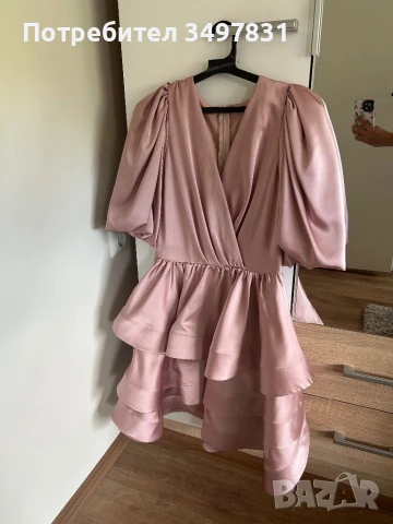 Официална рокля-розов сатен 