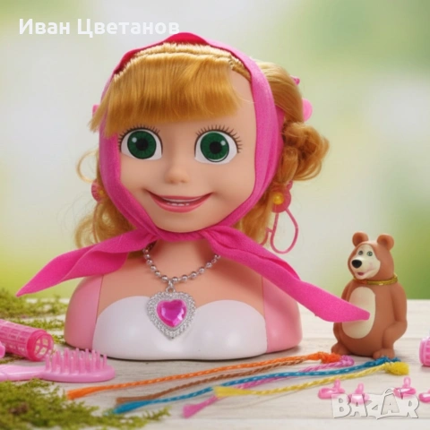 Кукла за прически „Маша и мечокът“ – Торс с дълга коса и аксесоари за оформяне