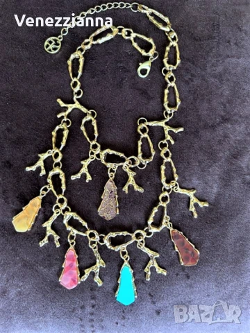 Колие Корал Позлата Двуредно НОВО+Обеци, снимка 2 - Колиета, медальони, синджири - 50682864