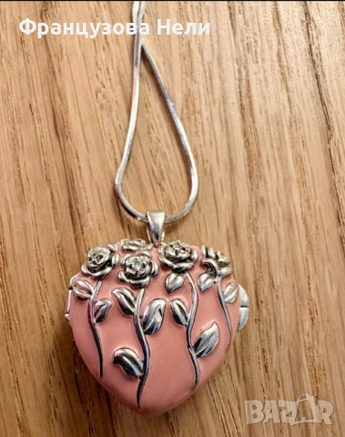 Сребърно/925/ сърце с верижка, снимка 2 - Колиета, медальони, синджири - 54288973