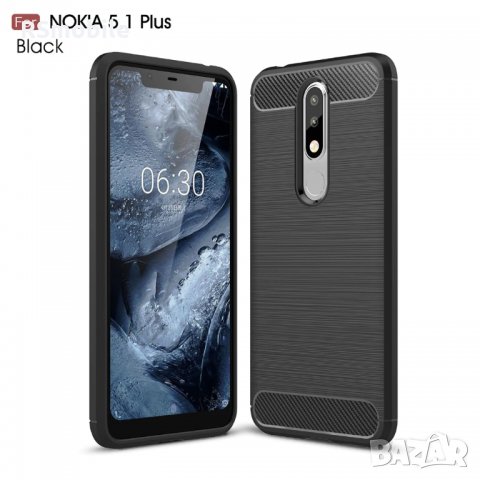 Nokia 5.1 Plus - Удароустойчив Кейс Гръб CARBON, снимка 1