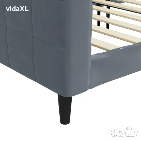 vidaXL Кушетка, тъмносиво, 90x200 см, кадифе, снимка 6 - Спални и легла - 56147269
