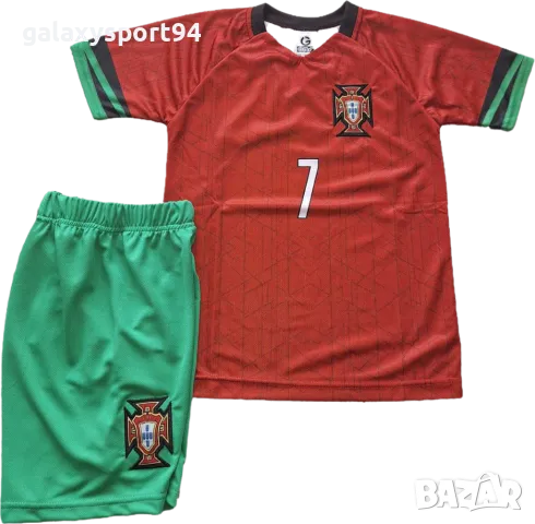 Червен Детски Екип CR7 RONALDO Португалия 2025г Комплект с шорти и анцуг 128