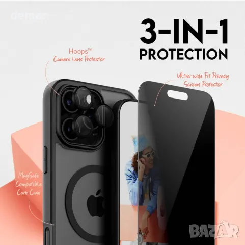 CARE BY PANZERGLASS® 3-в-1 защита на поверителността iPhone 16 Pro Max, снимка 2 - Фолия, протектори - 48978266