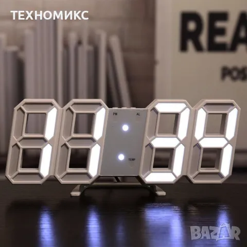 3D цифров часовник , студено бяло LED осветление, снимка 13 - Други - 48270395