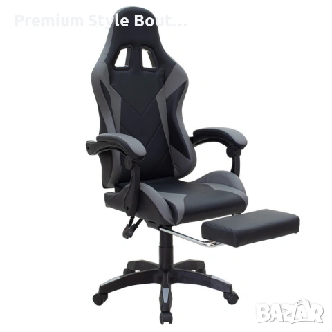 Геймърски стол с релакс механизъм, прибираща се поставка за крака и еко материал, снимка 11 - Столове - 53891679