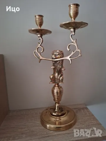 Свещник с лъв, снимка 2 - Декорация за дома - 49900078