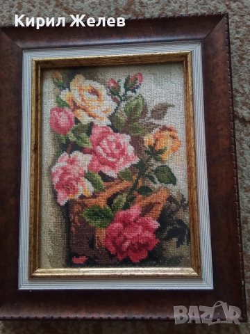 Картина стара дървена гоблен 42817, снимка 2 - Антикварни и старинни предмети - 51702670