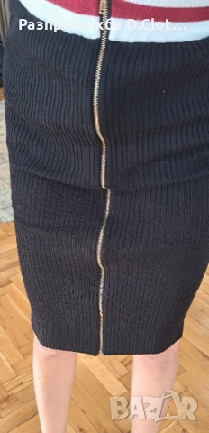 пола висока талия до коляното с цип отпред , снимка 2 - Поли - 51432762