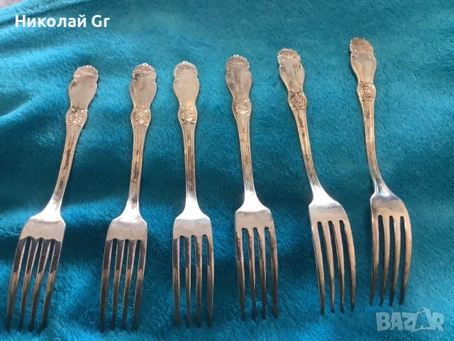 Вилици посребрен произведено вСССР в1974 години Кольчугино отличен състояние дължина 18 см