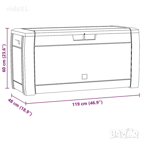 vidaXL Градински сандък за съхранение антрацит 119x48x60 см PP, снимка 8 - Ракли - 56146189