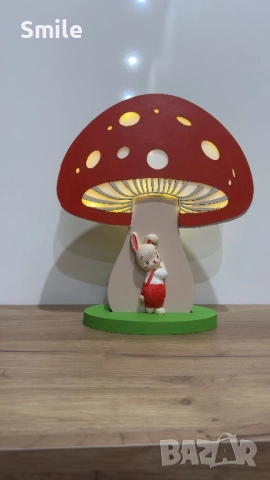 Детска лампа “Гъбка с малко зайче”, снимка 5 - Детски нощни лампи - 52405329