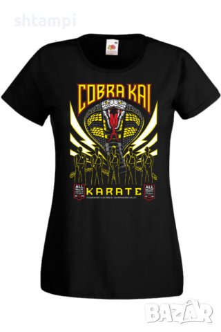 Дамска тениска Cobra Kai karate,Филм,Игра,superhero,Изненада,Подарък,Повод,, снимка 2 - Тениски - 37727910