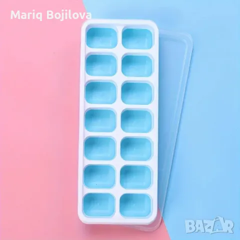 Гъвкава силиконова форма за лед с прозрачен капак, снимка 1