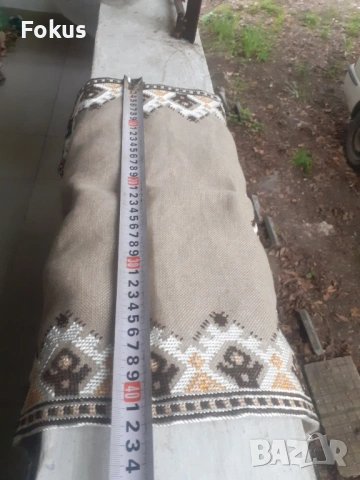 Старо българско каре ленена панама ръчно бродирано, снимка 6 - Антикварни и старинни предмети - 53329664
