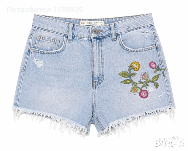 Къси дънкови панталони Bershka с бродерия 🌸