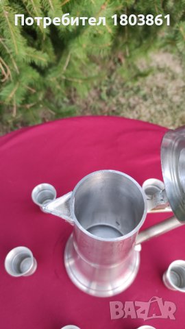 Комплект кана с капак+6 чашки от калай Frieling Zinn немски маркирани, снимка 3 - Антикварни и старинни предмети - 42294636