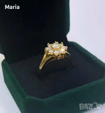 Дамски пръстен жълто злато и брилянти, снимка 2 - Пръстени - 49970698