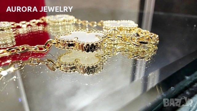 Van Cleef & Arpels VCA 5 Motifs Gold Mother of Pearl Vintage Alhambra Дамска Гривна, снимка 6 - Гривни - 53890721